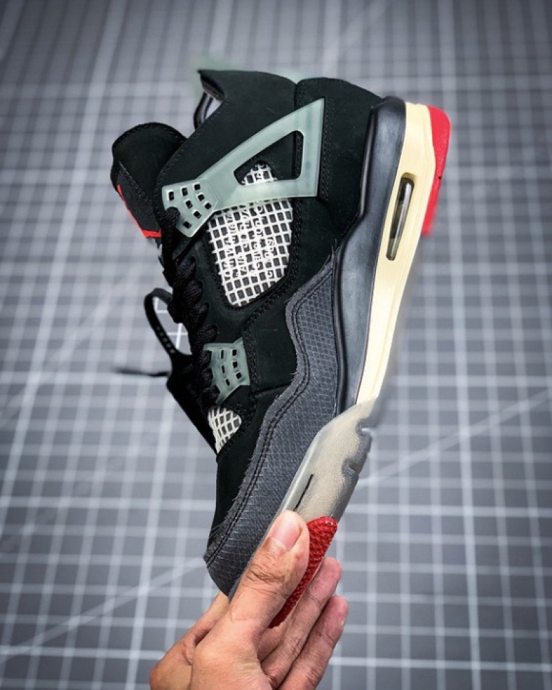 Off-White x Air Jordan 4 Retro “Bred” – Black & Fire Red