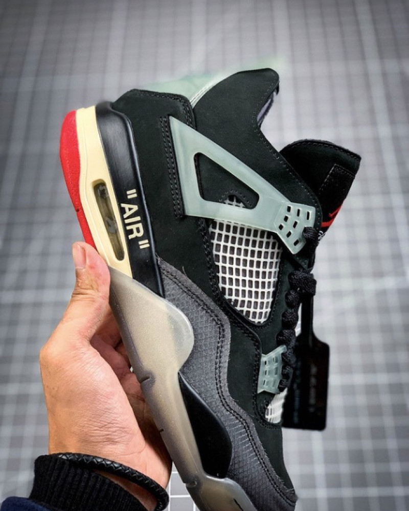 Off-White x Air Jordan 4 Retro “Bred” – Black & Fire Red