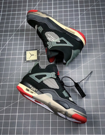 Off-White x Air Jordan 4 Retro “Bred” – Black & Fire Red