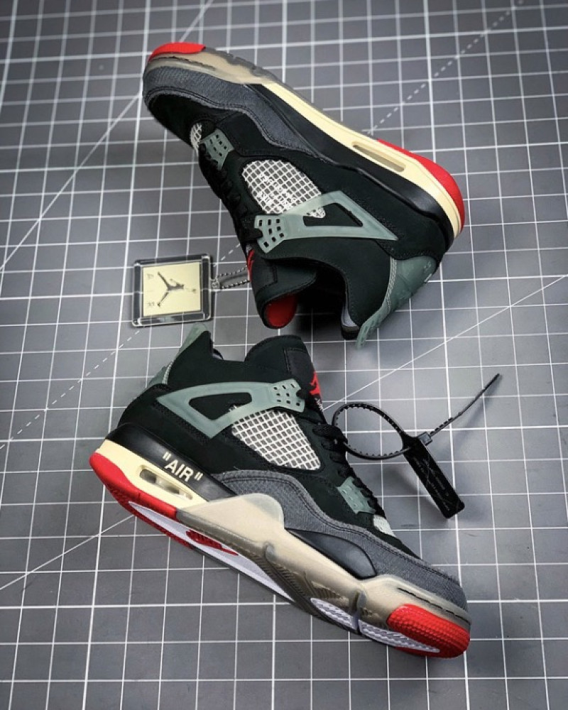 Off-White x Air Jordan 4 Retro “Bred” – Black & Fire Red