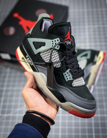 Off-White x Air Jordan 4 Retro “Bred” – Black & Fire Red
