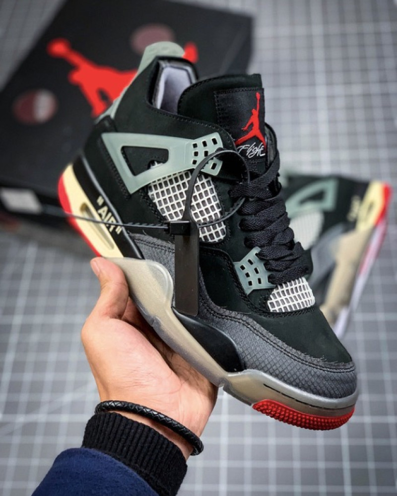 Off-White x Air Jordan 4 Retro “Bred” – Black & Fire Red