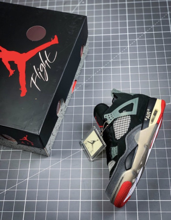 Off-White x Air Jordan 4 Retro “Bred” – Black & Fire Red