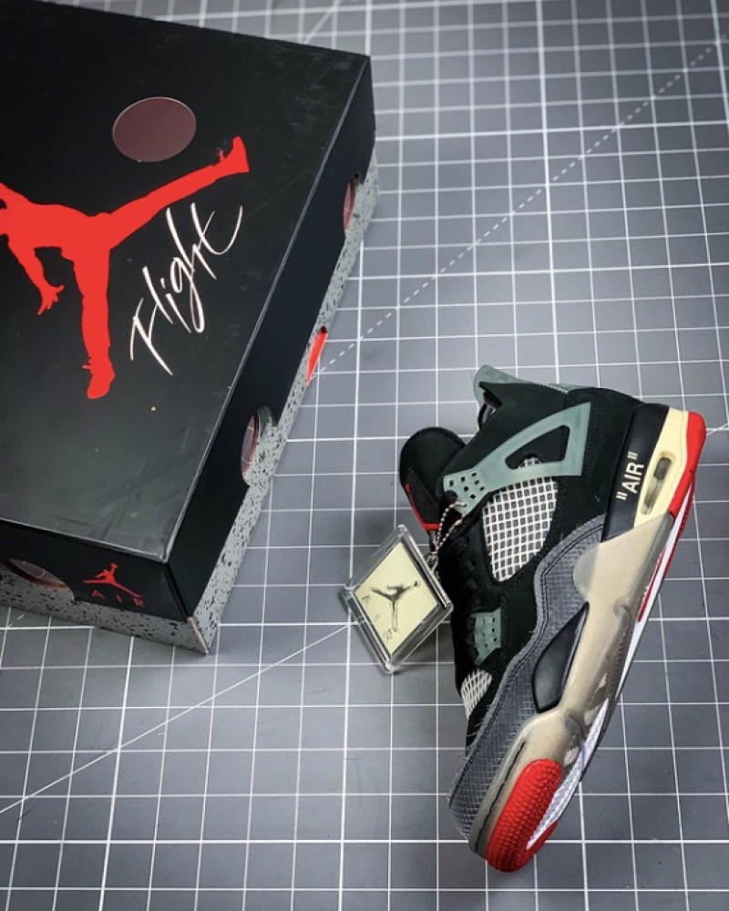 Off-White x Air Jordan 4 Retro “Bred” – Black & Fire Red