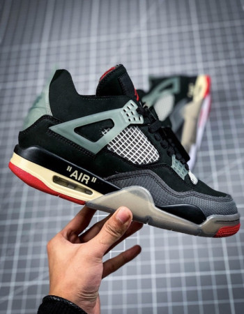 Off-White x Air Jordan 4 Retro “Bred” – Black & Fire Red