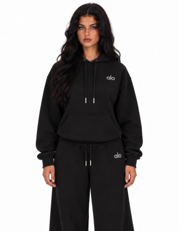 Alo Yoga Accolade Hoodie & Straight Leg Sweatpants Set – Black