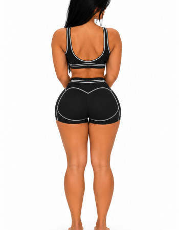 Alo Yoga Airbrush Heart Throb Bra & Shorts Set – Black/White