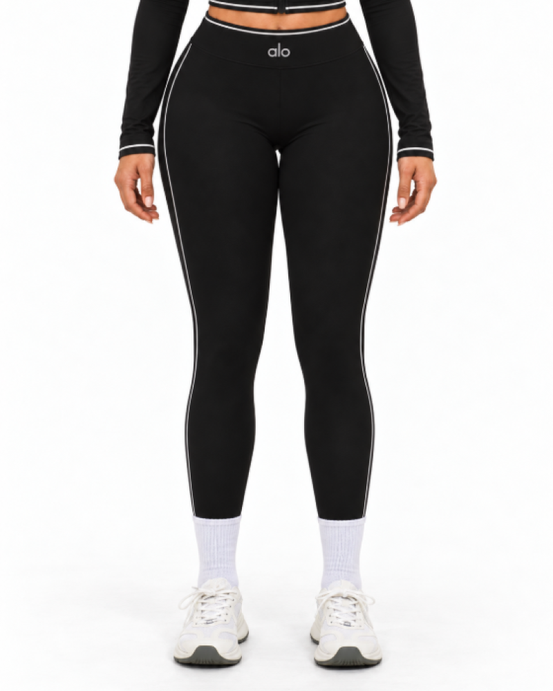 Alo Yoga Contrast-Trim High-Waist Leggings – Black/White
