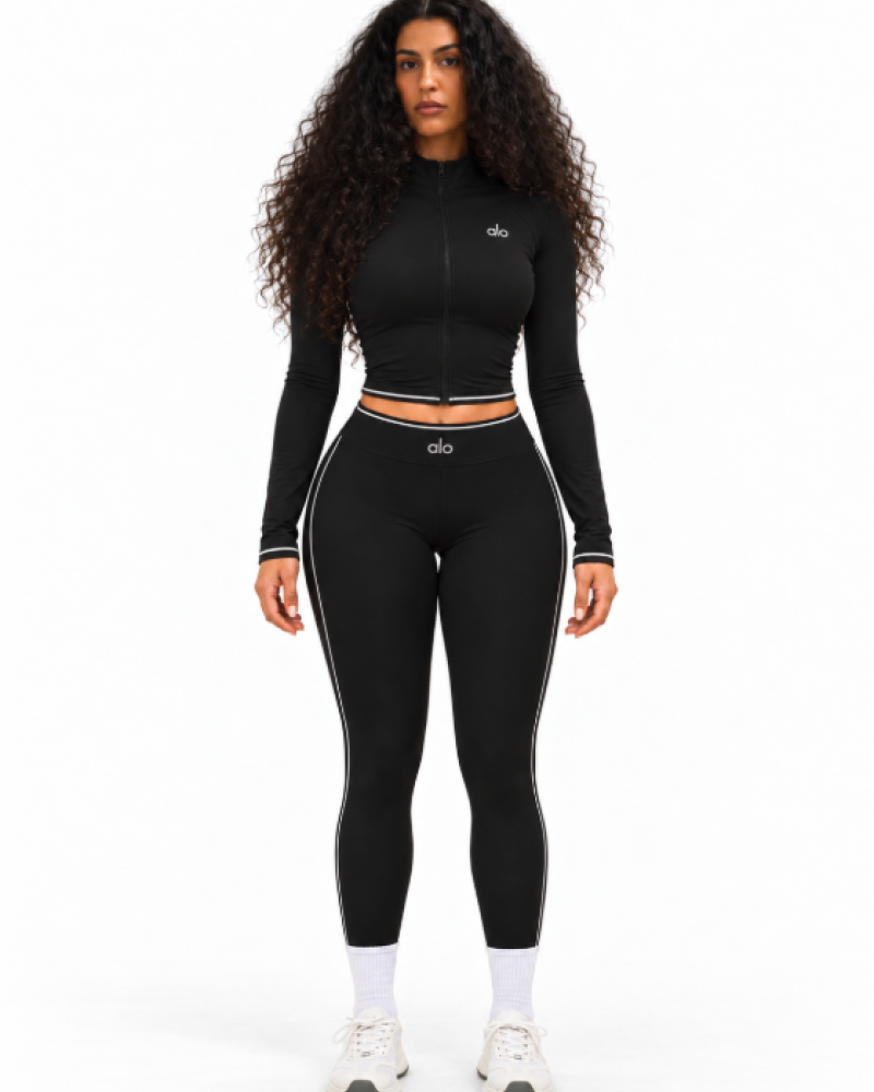 Alo Yoga Contrast-Trim High-Waist Leggings – Black/White