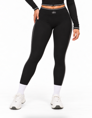 Alo Yoga Contrast-Trim High-Waist Leggings – Black/White