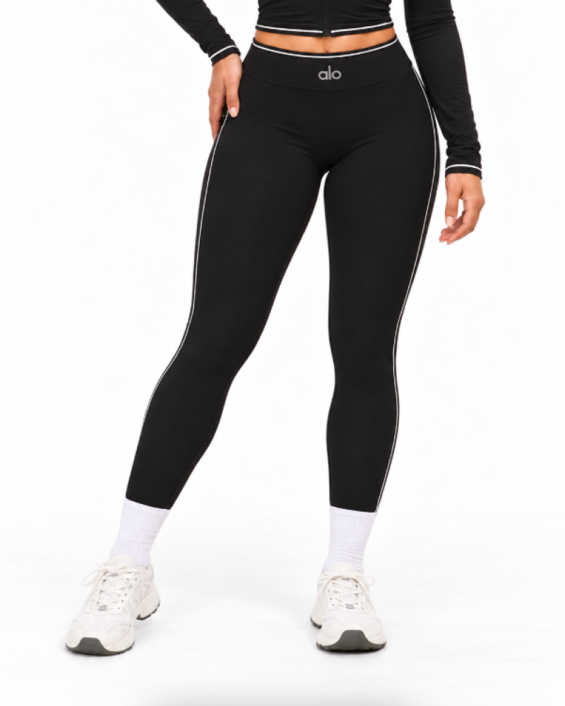 Alo Yoga Contrast-Trim High-Waist Leggings – Black/White