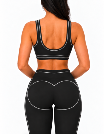 Alo Yoga Airbrush Heart Throb Bra & High-Waist Legging Set – Black/White