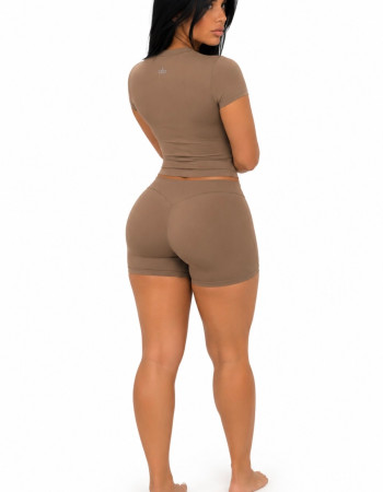 Alo Yoga Finesse Short Sleeve Set- Sun Kissed Brown