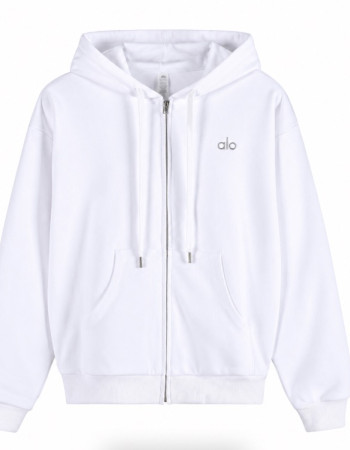 Alo Accolade Full Zip Hoodie – White