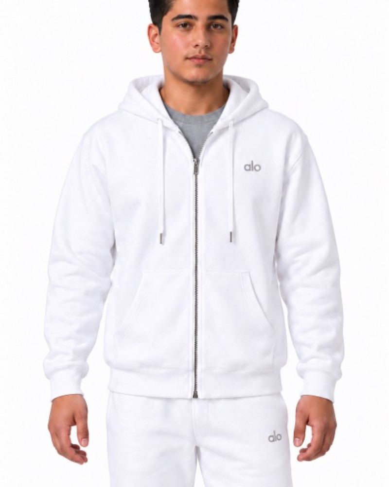 Alo Accolade Full Zip Hoodie – White