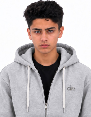 Alo Accolade Full Zip Hoodie – Athletic Heather Grey