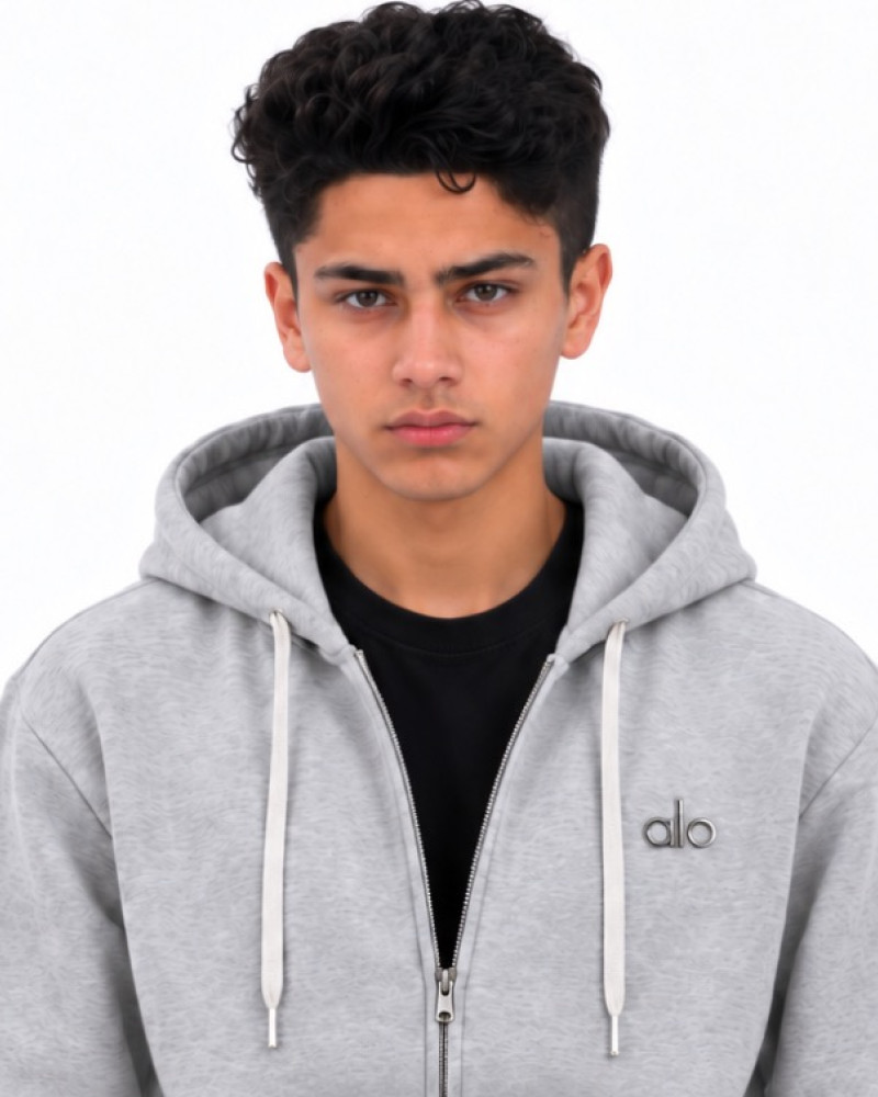 Alo Accolade Full Zip Hoodie – Athletic Heather Grey