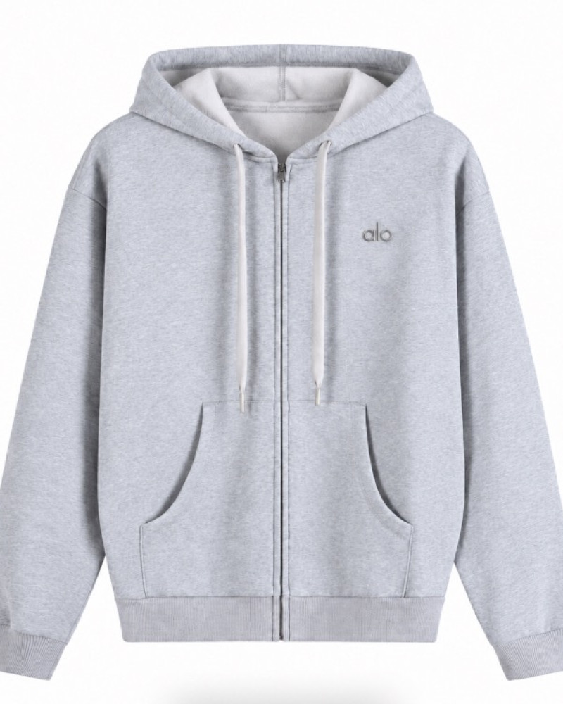 Alo Accolade Full Zip Hoodie – Athletic Heather Grey