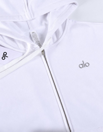 Alo Accolade Full Zip Hoodie – White