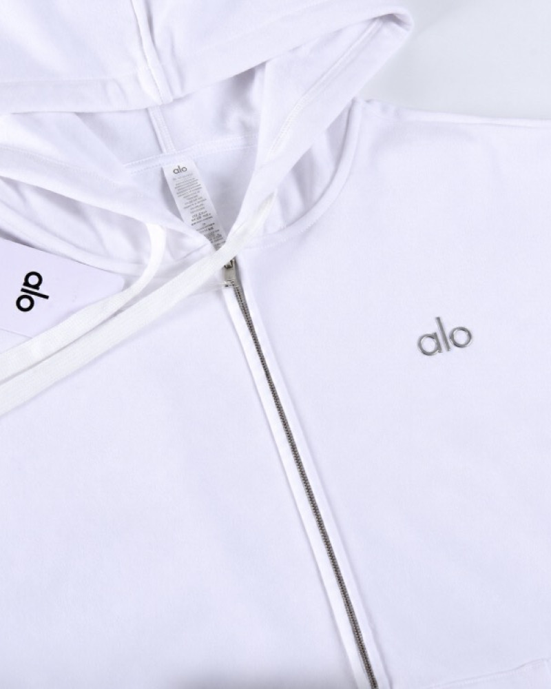 Alo Accolade Full Zip Hoodie – White