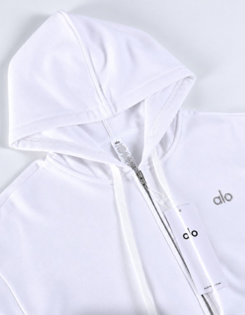 Alo Accolade Full Zip Hoodie – White