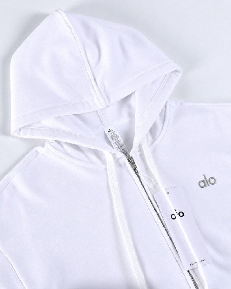 Alo Accolade Full Zip Hoodie – White