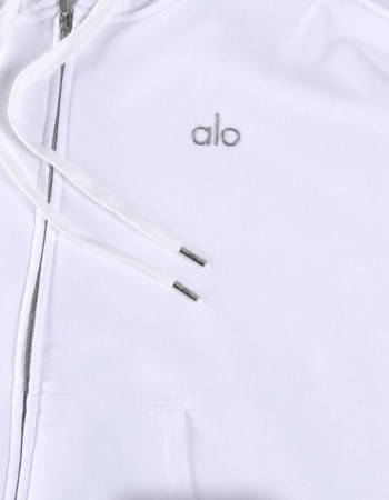 Alo Accolade Full Zip Hoodie – White