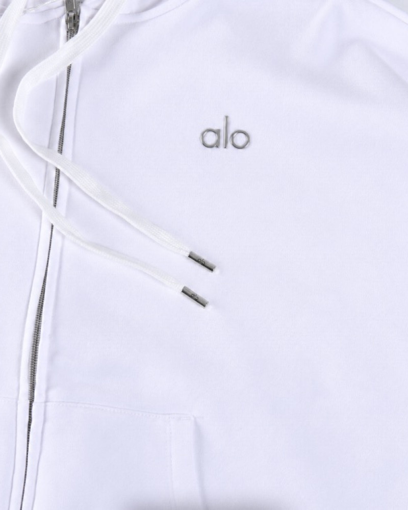 Alo Accolade Full Zip Hoodie – White