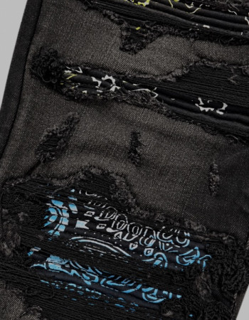 AMIRI Bandana Art Patch Jeans — Aged Black