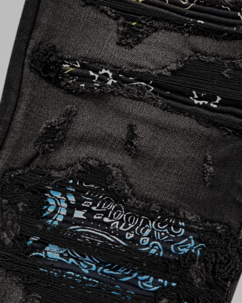 AMIRI Bandana Art Patch Jeans — Aged Black