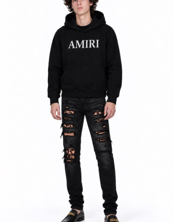 AMIRI MX1 Mid-Rise Skinny Jeans – Black / Leopard Print