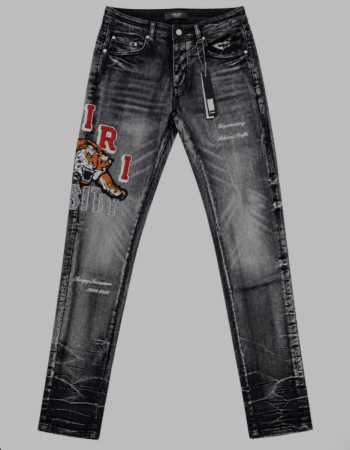 AMIRI Varsity Tiger Straight Jean – Faded Black.
