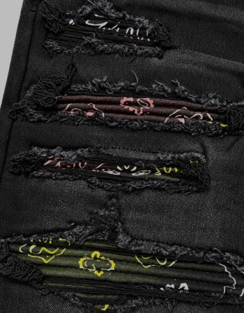 AMIRI Bandana Art Patch Jeans — Aged Black