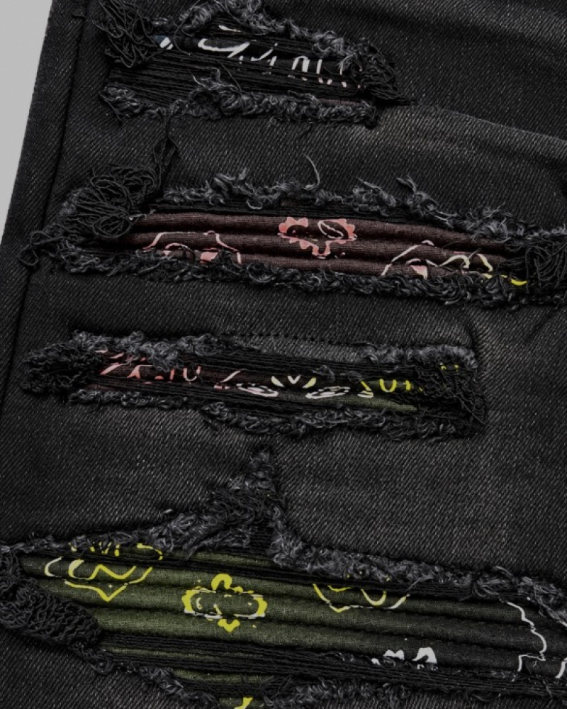 AMIRI Bandana Art Patch Jeans — Aged Black