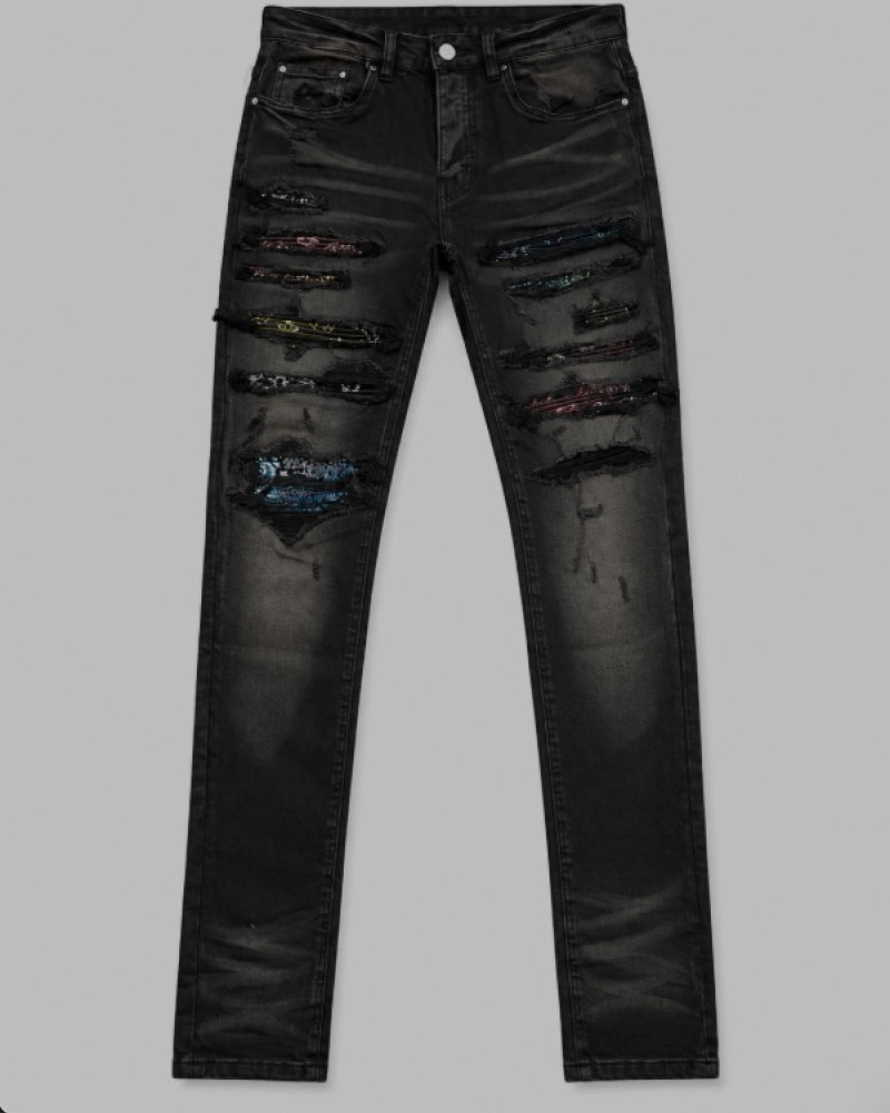 AMIRI Bandana Art Patch Jeans — Aged Black