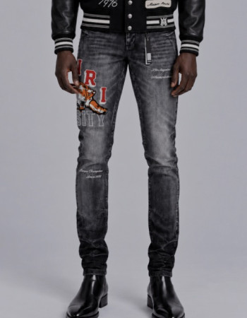 AMIRI Varsity Tiger Straight Jean – Faded Black.