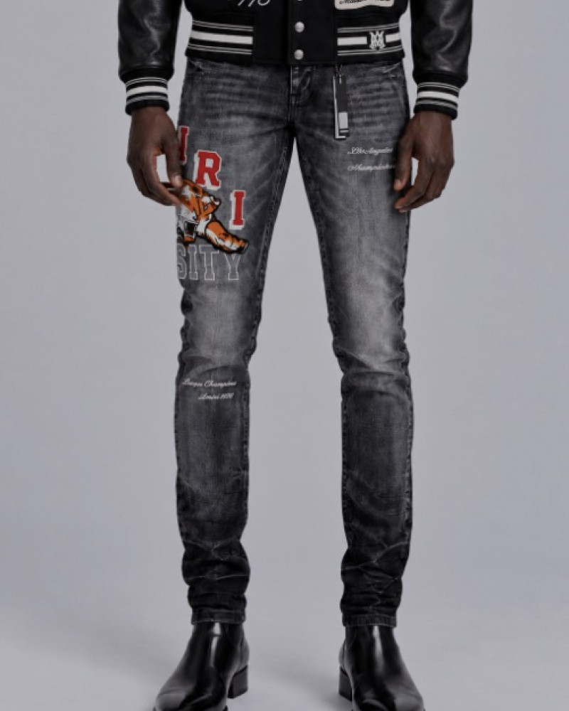 AMIRI Varsity Tiger Straight Jean – Faded Black.