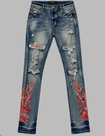 AMIRI Bandana Flame Jeans – Clay Indigo/Orange