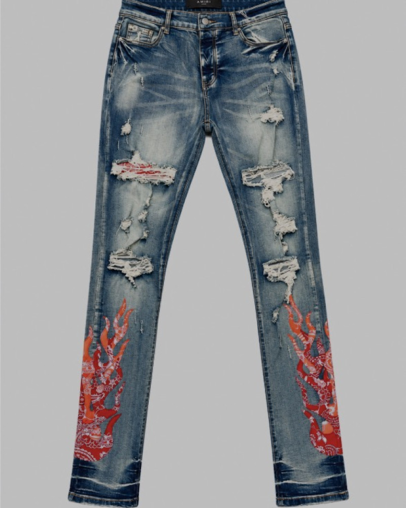 AMIRI Bandana Flame Jeans – Clay Indigo/Orange