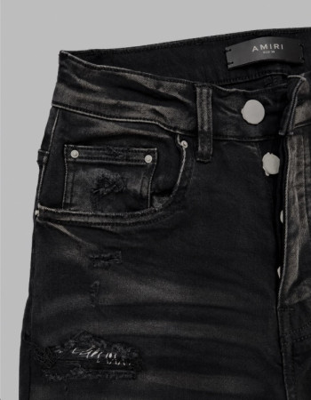 AMIRI Bandana Art Patch Jeans — Aged Black