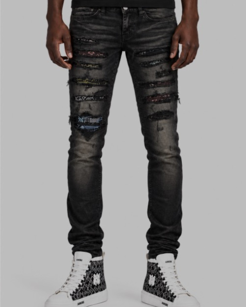 AMIRI Bandana Art Patch Jeans — Aged Black