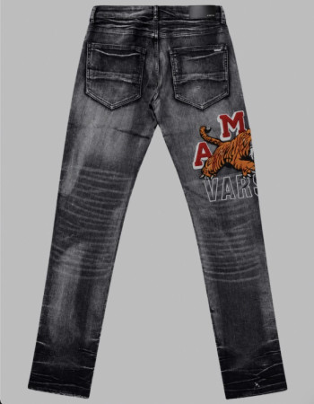 AMIRI Varsity Tiger Straight Jean – Faded Black.