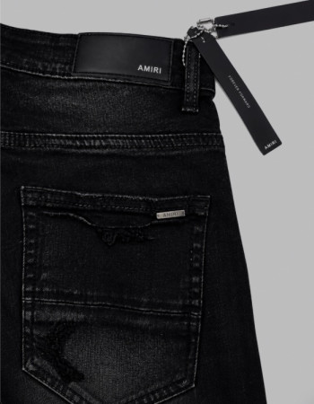 AMIRI MX1 Mid-Rise Skinny Jeans – Black / Leopard Print