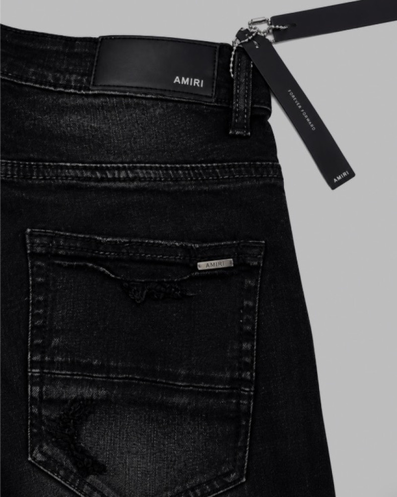 AMIRI MX1 Mid-Rise Skinny Jeans – Black / Leopard Print