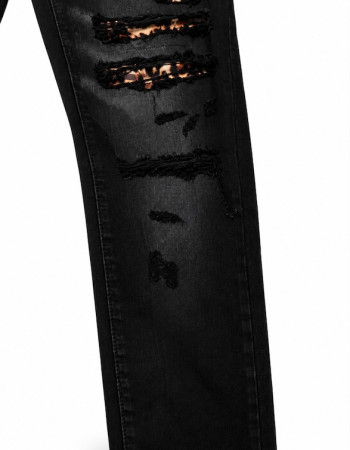 AMIRI MX1 Mid-Rise Skinny Jeans – Black / Leopard Print