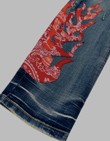 AMIRI Bandana Flame Jeans – Clay Indigo/Orange