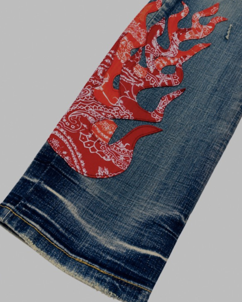 AMIRI Bandana Flame Jeans – Clay Indigo/Orange