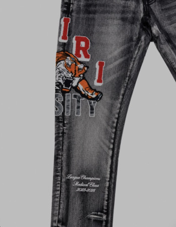 AMIRI Varsity Tiger Straight Jean – Faded Black.