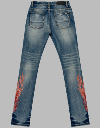 AMIRI Bandana Flame Jeans – Clay Indigo/Orange
