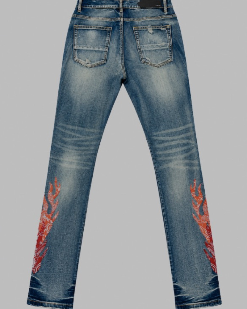 AMIRI Bandana Flame Jeans – Clay Indigo/Orange